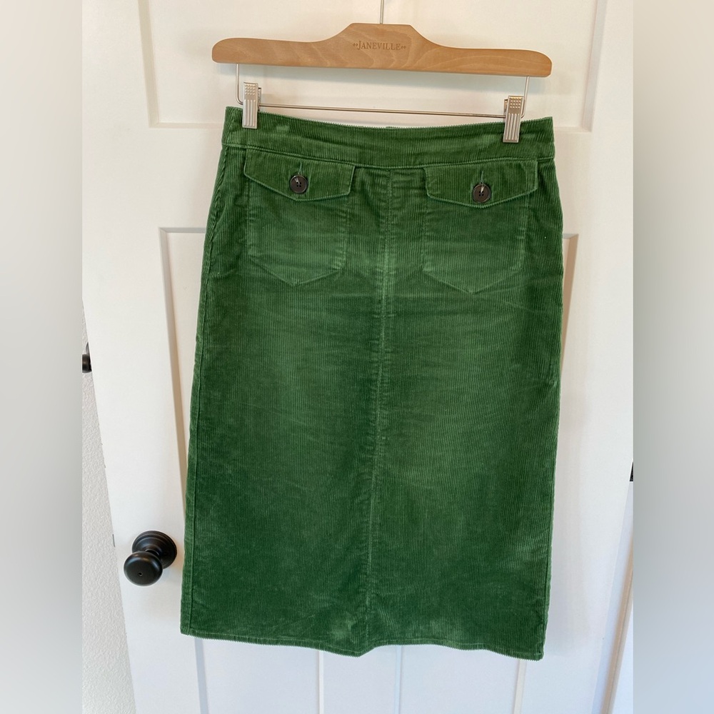 Boden Natalie MIDI Corduroy Skirt in Broad Bean Green